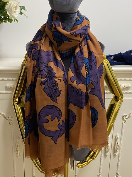 

women's long scarf scarves wool cashmere material thin and soft print letters flowers pattern big size 200cm -130cm, Blue;gray