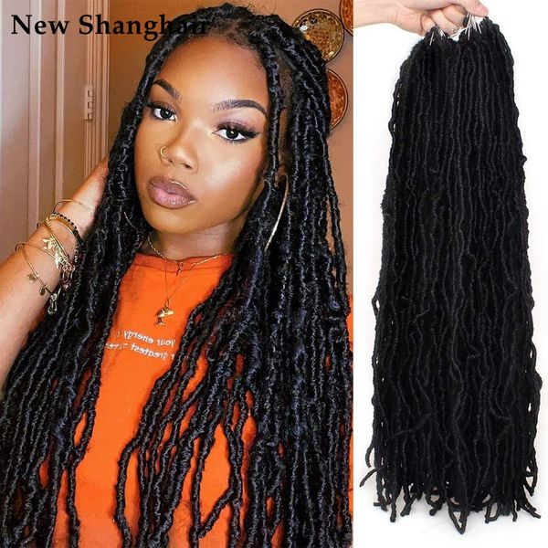 

soft locs 18/24 inch faux crochet hair 21 stands/pack nu pre-looped wavy braids synthetic hair extensions bs25, Black