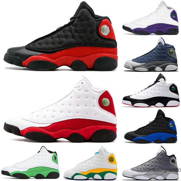 

2022 fashion men 13 13s baketball shoes jumpman atmosphere grey aurora green playground hyper royal he got game flint court purple chicago j, Black