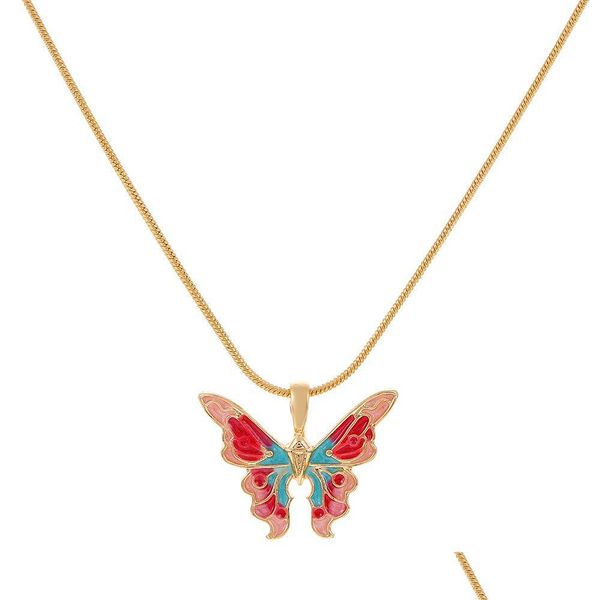 

pendant necklaces oil drop butterfly necklace pandent rainbow fairys fantasy wonderland collarbone chain ins symphony prin ffshop2001 dhwrq, Silver