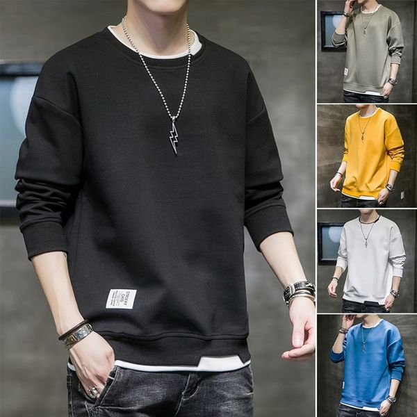 

sweatshirt for men fashion japan style solid color sweatshirt men clothes autumn long sleeve sweatshirt lightweight soft slim, Black