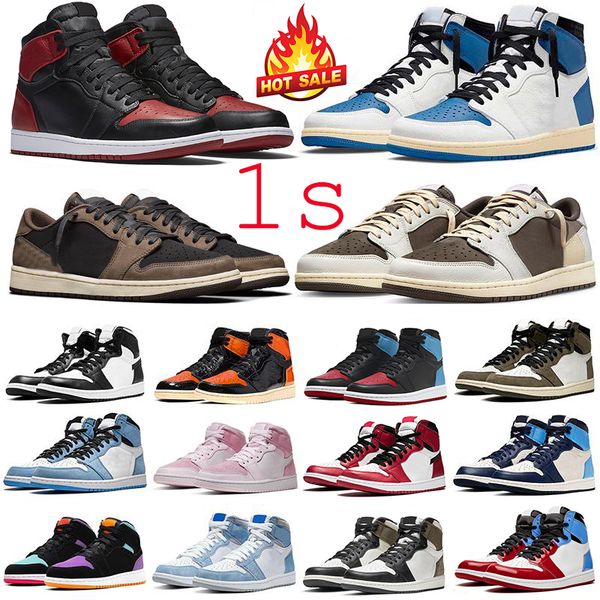 

jumpman 1 basketball shoes 1s travis scotts lows reverse mocha men women sneakers bred panda chicago unc patent hyper royal digital pink out