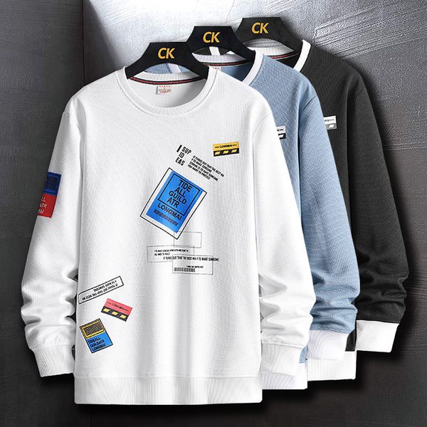 

sweatshirts for men fashion clothing long sleeves o-neck sweatshirts printed harajuku style hip hop streetwear clothes, Black