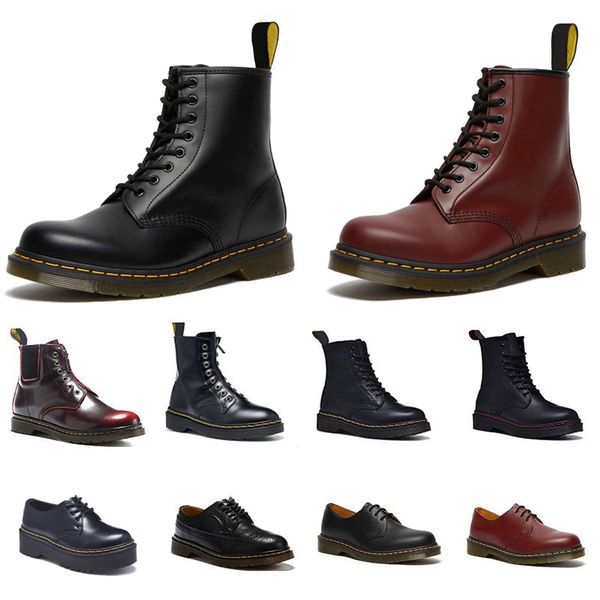

dr martin boots leather boots bags shoe designer martins boot woman ankle high platform rubber heel sole nylon combat womens desert short bo, Black