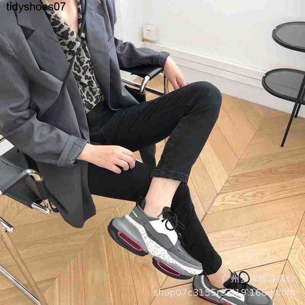 

high version balmas 22 new fashion lace up dad shoes round head casual sports shoes graphite black women's single shoes