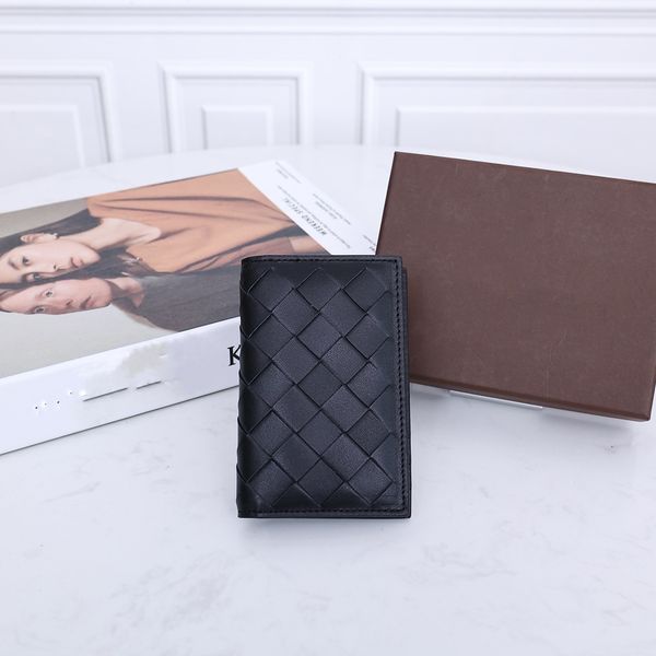 

new famous designer small genuine leather card holders wallets for men fashion card case organizer pocket crochet bags black, Brown;gray