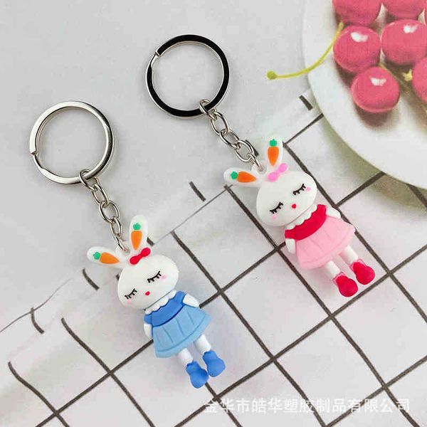 

keychains cartoon doll low price toy soft cute rabbit pendant key chain doll bag pendant, Silver