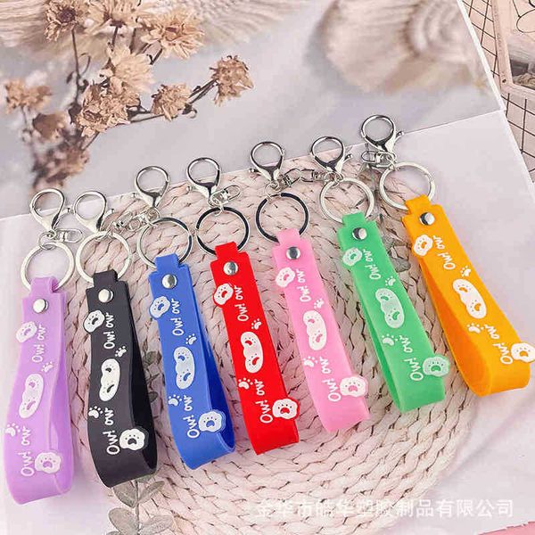 

keychains creative pvc soft rubber key leather rope accessories letter dripping plastic cartoon doll hand strap lanyard, Silver