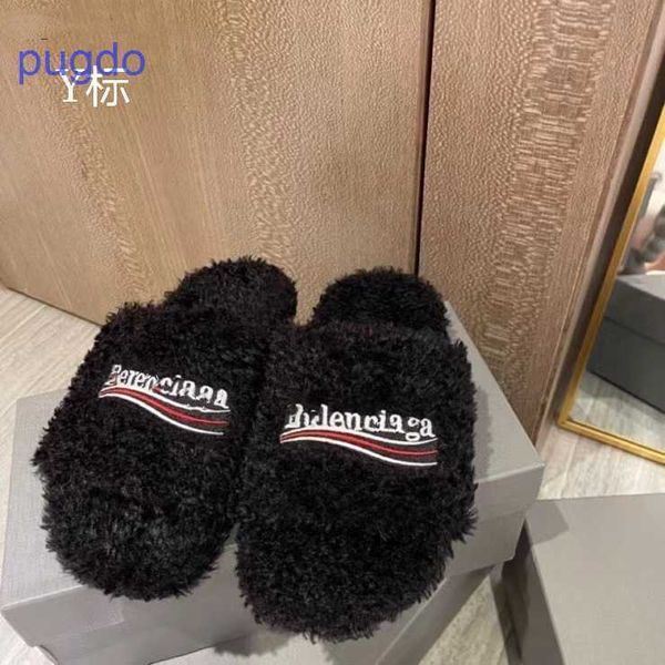 

designer ba lenciaga winter slippers online shop large 2023 early autumn new b family high version king's wool, Black