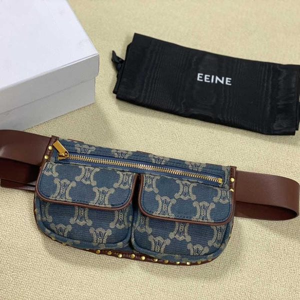 

bags luxury famous designer 2021 new triumphal arch denim waist bag old flower leather splicing versatile fashion chest port ''cel