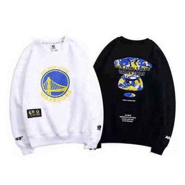 

designer luxury autumn and winter apes hip hop shark sweater camouflage hoodie color block blue bridge design men women loose casual hooded, Black