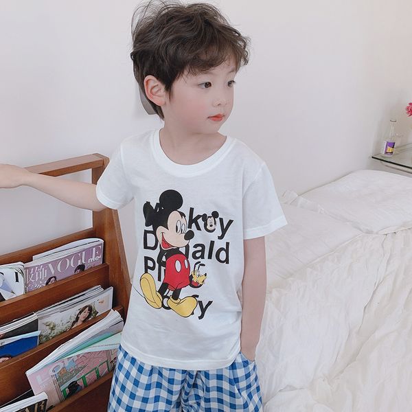 

disney t-shirt children's cute animal lattice cartoon short sleeve sportswear wholesale classic, Blue