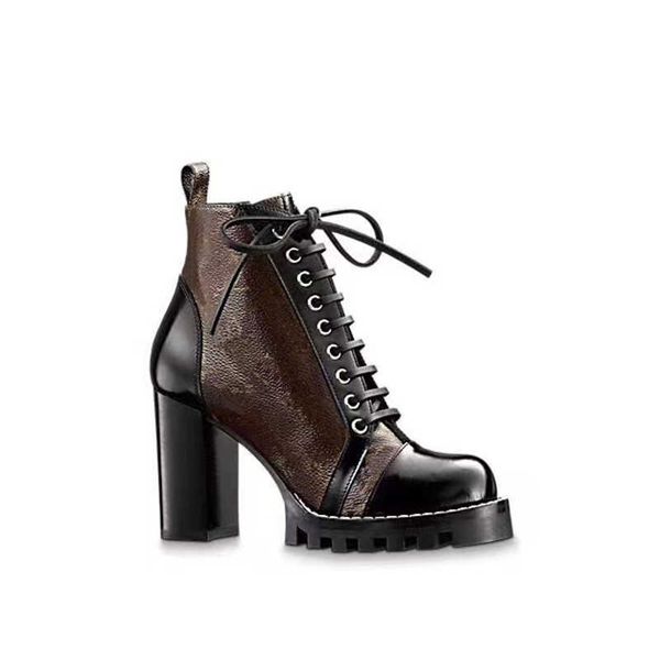 

classic women's high heel fashion boots designer chunky heel catwalk banquet leather short boots autumn and winter bare boots 9.5cm, Black