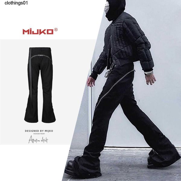

mijko men's wear women's autumn and winter jeans new products ro style spiral track twisted large zipper banana pants black, Blue