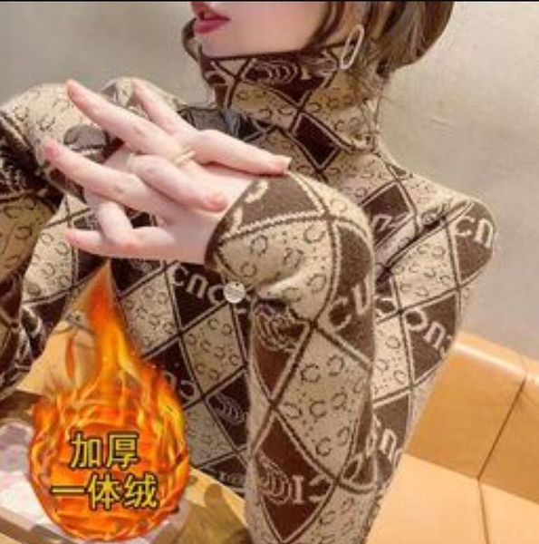 

women's sweaters print turtleneck t-shirt autumn winter double-sided velvet thicken warm long sleeve women's clothing, White;black