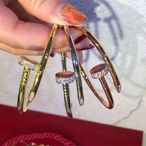 

lovers bracelet women stainless steel couple cuff bangle open nails in hands christmas gifts for girls accessories wholesale, White