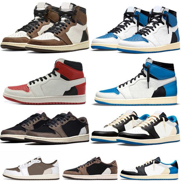 

ts x jumpman 1 basketball shoes men women 1s high og low military blue obsidian sail reverse red mens trainers sneakers sports size 36-46, Black