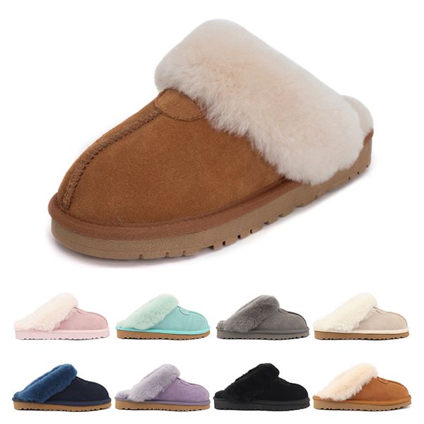 

2023 designer wool slippers winter booties slides snow moccasins scuffs plush rubber indoor classic non slip mens women sports sneakers trai, Black