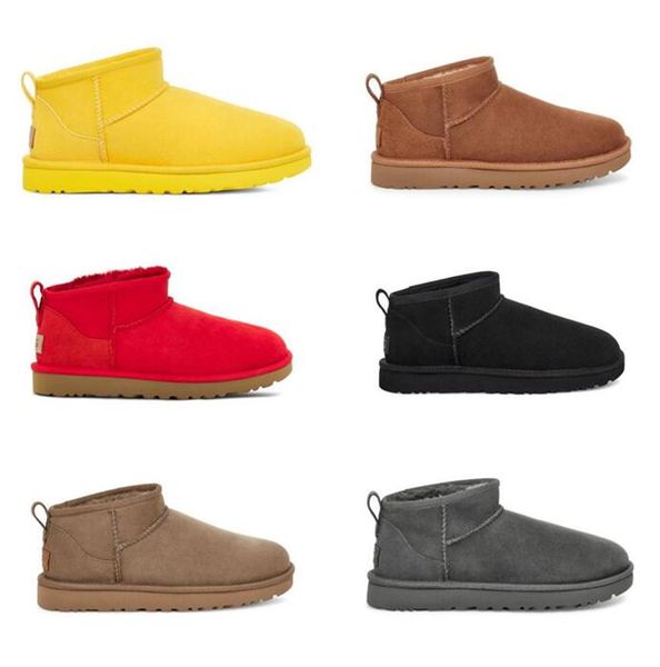 

women ultra mini snow boots slipper u f22 winter new popular ankle sheepskin fur plush keep warm boots with card dustbag beautiful gifts, Black