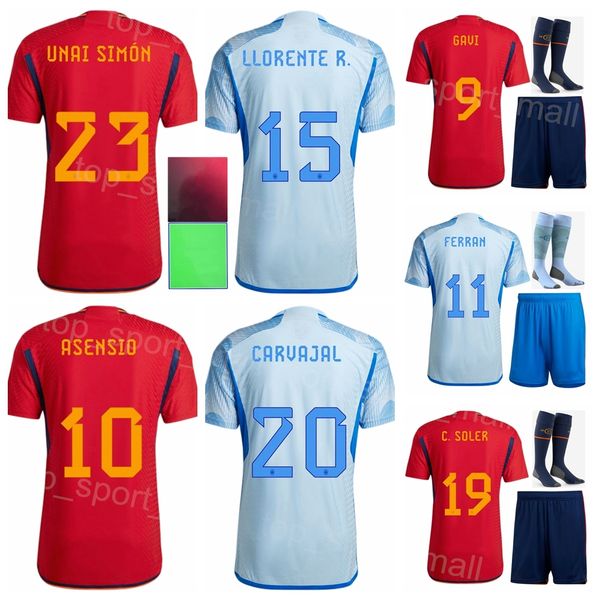 

men kids soccer ferran torres jerseys 22-23 world cup alvaro morata pablo sarabia marco asensio sergio busquets andres iniesta football kits, Black;yellow