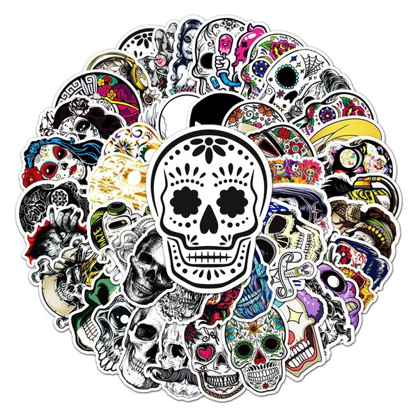 

50pcs halloween sugar skull stickers dia de los muertos mexican day of dead
