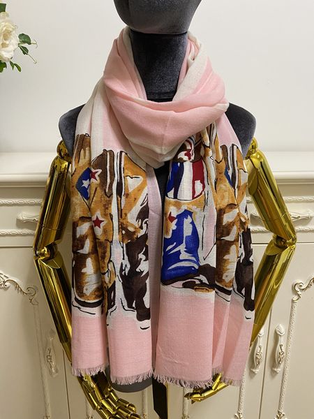 

women's long scarf scarves cashmere material thin and soft print letters shoes boots pattern size 190cm -70cm, Blue;gray