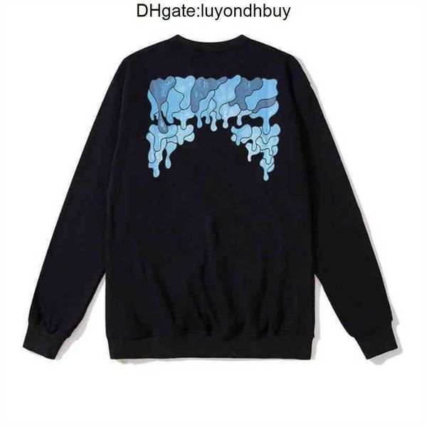 

loose mens fashion offs hoodies brand classic sweatshirts hoodie cotton pullover long sleeved back oil paint arrow x men women uruz, Black