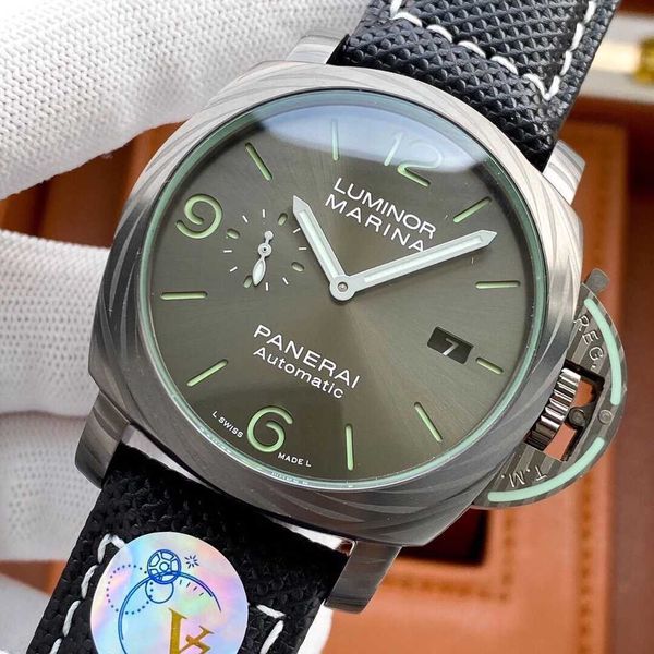 

luxury watches for mens mechanical watch paneraiss swiss automatic movement sapphire mirror 47mm imported rubber watchband brand italy sport, Slivery;brown