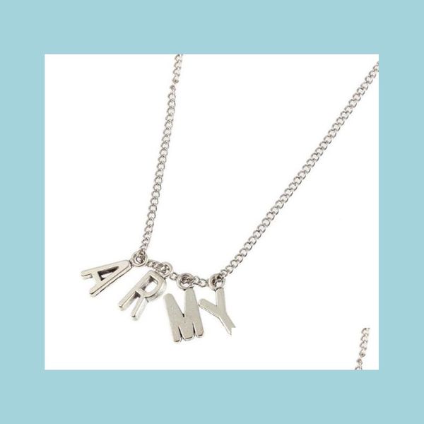

pendant necklaces bangtan boys jimin pendant necklace kpop fan jewelry alloy fashion army letter necklaces friend bij ffshop2001 dhcsf, Silver