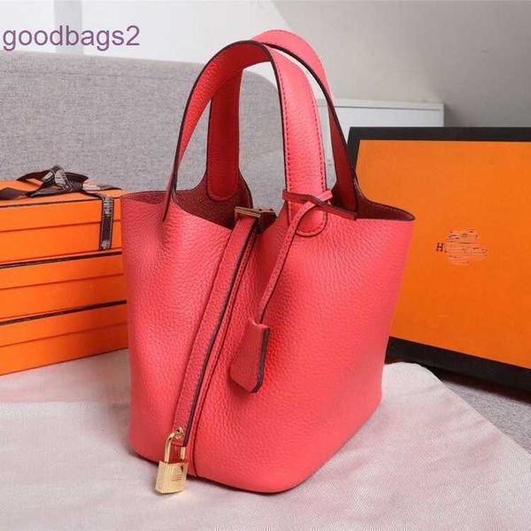 

bags herme h family vegetable basket bag female 2023 new leather elephant gray bucket litchi pattern togo cowhide hand bag outlet