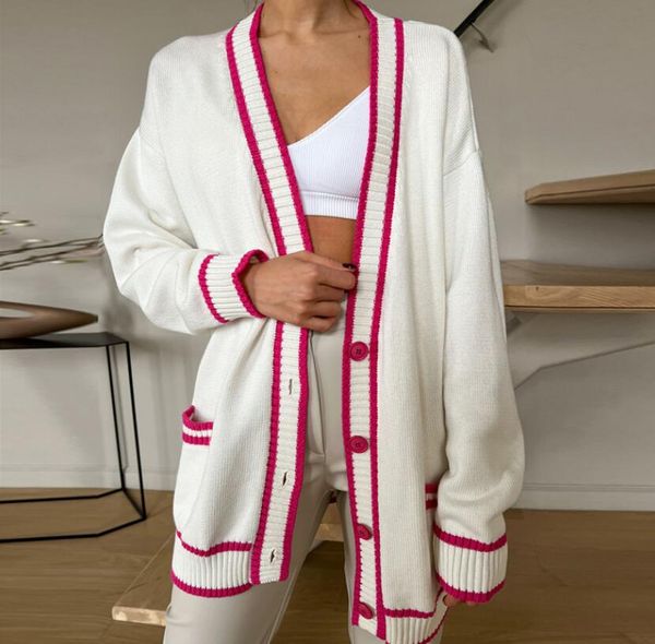 

women's sweaters designer for cardigan ladies winter long sleeve v neck knitted coat female casual apple crop top, White;black