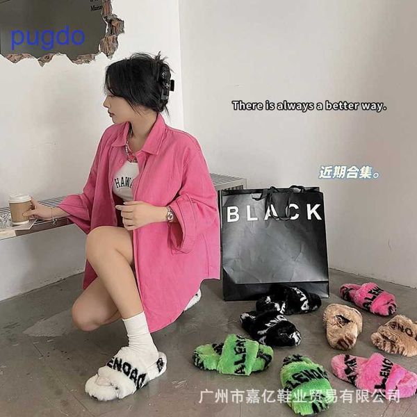 

designer ba lenciaga winter slippers online shop paris b family 2023 new autumn and warm thick wool women wear, Black