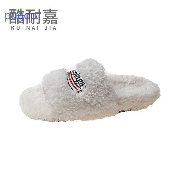 

designer ba lenciaga winter slippers online shop lamb hair outer slippers for women in 2023 autumn new net red 9m0u, Black