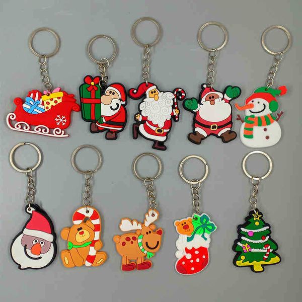 

keychains rubber small gifts christmas key pendant pvc drop glue santa silicone tree chain, Silver