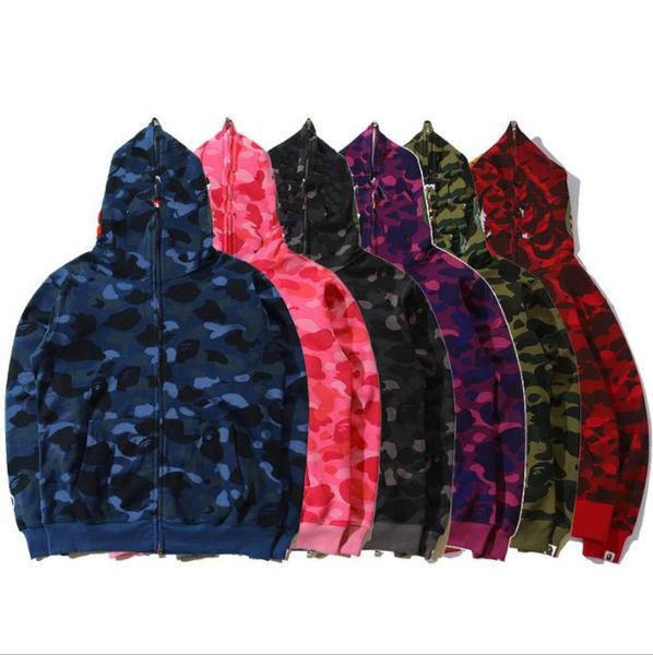 

craftsmanship mens hoodie designer men women shark full zip tie dye hoodies jacket color grid sta camo sweatshirt fashion multicolor camoufl, Black
