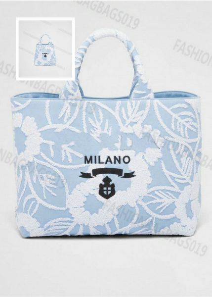 

women re-edition drill tote bag embroidered lettering logo designer handbag with adjustable woven tape strap shoulderbag sky blue white cros