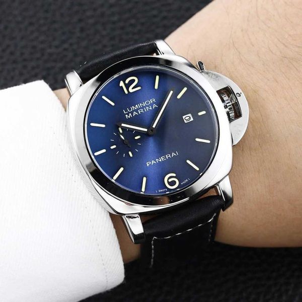 

luxury watches for mens mechanical watch paneraiss 44mm blue plate men s watch brand italy sport wristwatches, Slivery;brown
