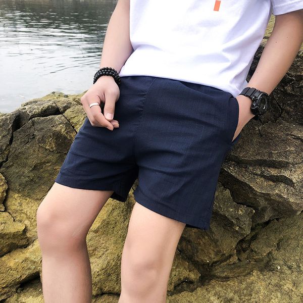 

linen shorts men fashion streetwear solid color lightweight breathe shorts summer clothing cool thin short homme, White;black