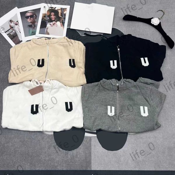 

brand womens sweaters letter logo embroidered hoodie zipper short sports casual knitwears warm fashion designer cardigan, White;black