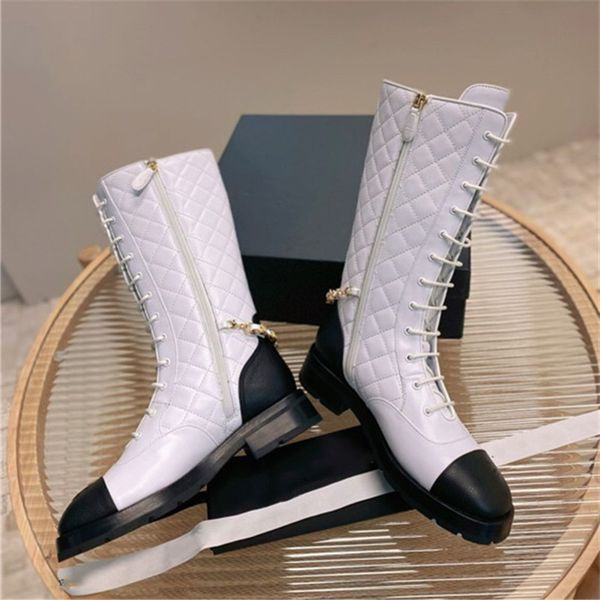 

chain fashion boots lambskin thigh boots must be a casual item in autumn and winter, Black