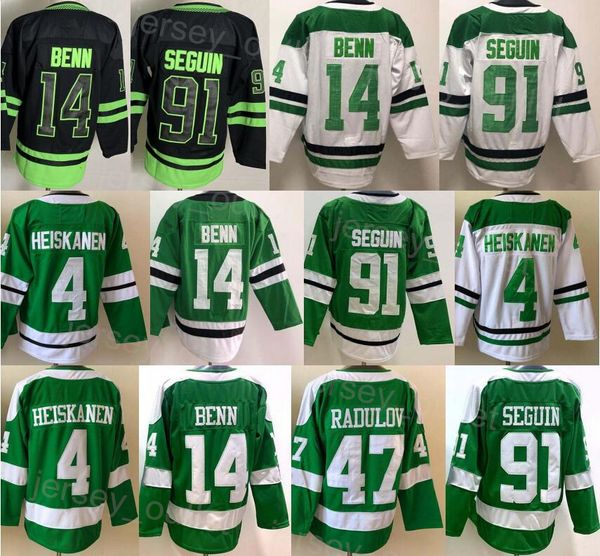 

men reverse retro hockey 14 jamie benn jersey blank 91 tyler seguin 24 roope hintz 4 miro heiskanen 47 alexander radulov winter classic stit, Black;red