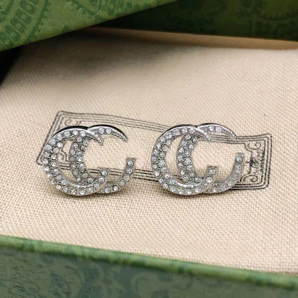 

new fashion brand stud earrings diamond letter personality lady's wedding party couple gift designer jewelry excellence in 2022, Golden;silver
