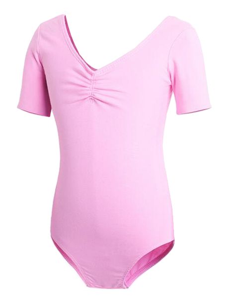 

stage wear ballet leotard women girls kids children short sleeve bodysuit open crotch sport gymnastics dance suit clothes tracksuit, Black;red