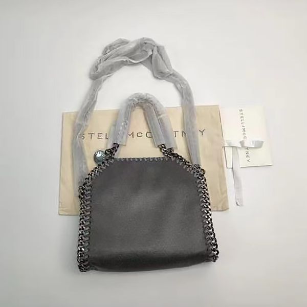 

stella mccartney falabella designer mini tote bag luxury woman metallic sliver black tiny shopping women handbag leather crossbody shoulder