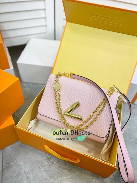 

luxury designer handbag cowhide twist messenger bags women's metal chain shoulder bag flip bags postman bag