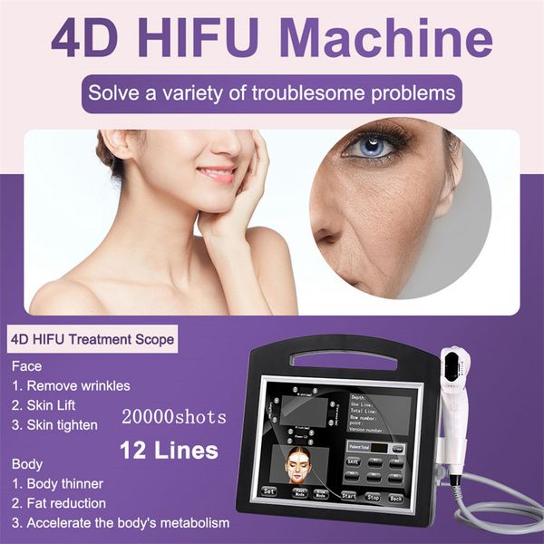 

hifu facial care beauty equipment 4d high intensity focused ultrasound 12 lines 20000 s anti-wrinkle machine anti-aging spa use device, Black;white