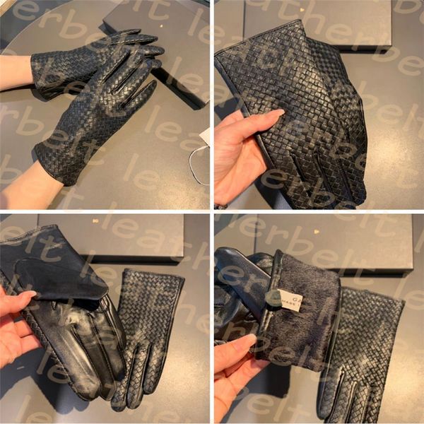 

plush warm gloves winter designer mitten women touch screen gloves fashion sheepskin glove with box, Blue;gray