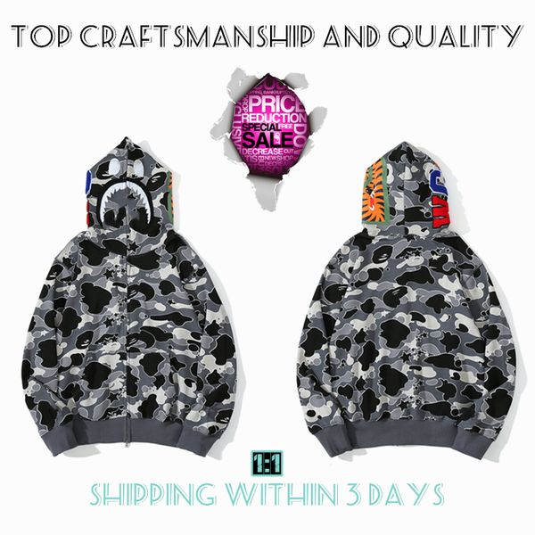 

mens hoodies sweatshirts craftsmanship mens hoodies apes hoodie designer jacket shark pullover tiger full zip color harajuku sweatshirt fash, Black