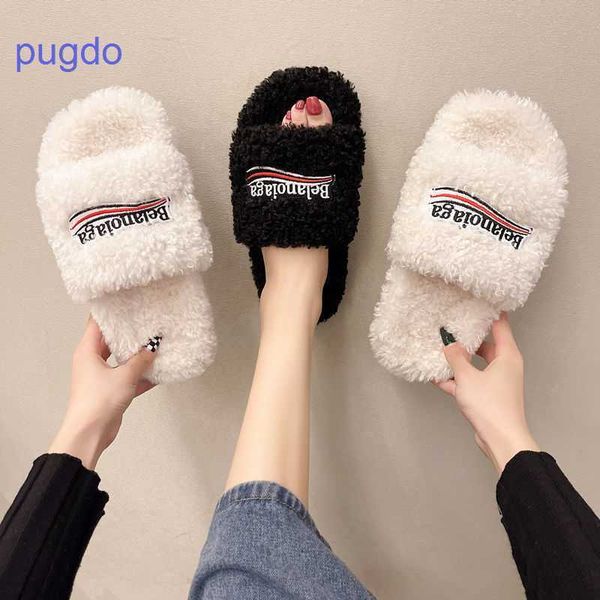 

2023 designer ba lenciaga winter slippers price 2023 new women's autumn and lamb hair b home cotton fashion war, Black