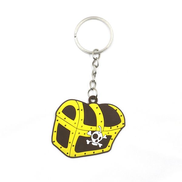 

pirate keychain halloween one piece pvc soft key chain bag ornament factory spot wholesale treasure chest anchor car silicone 4 styles, Silver
